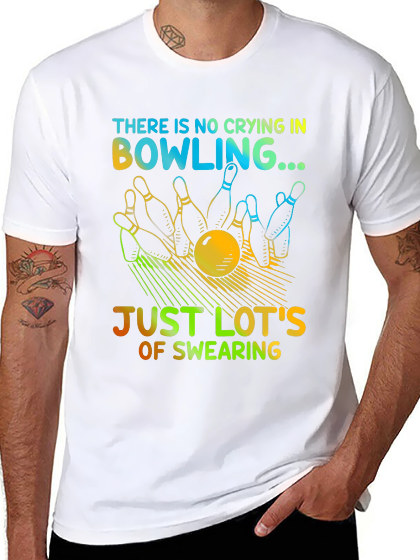 Bowling Humor T-Shirt - No Crying Just Swearing!