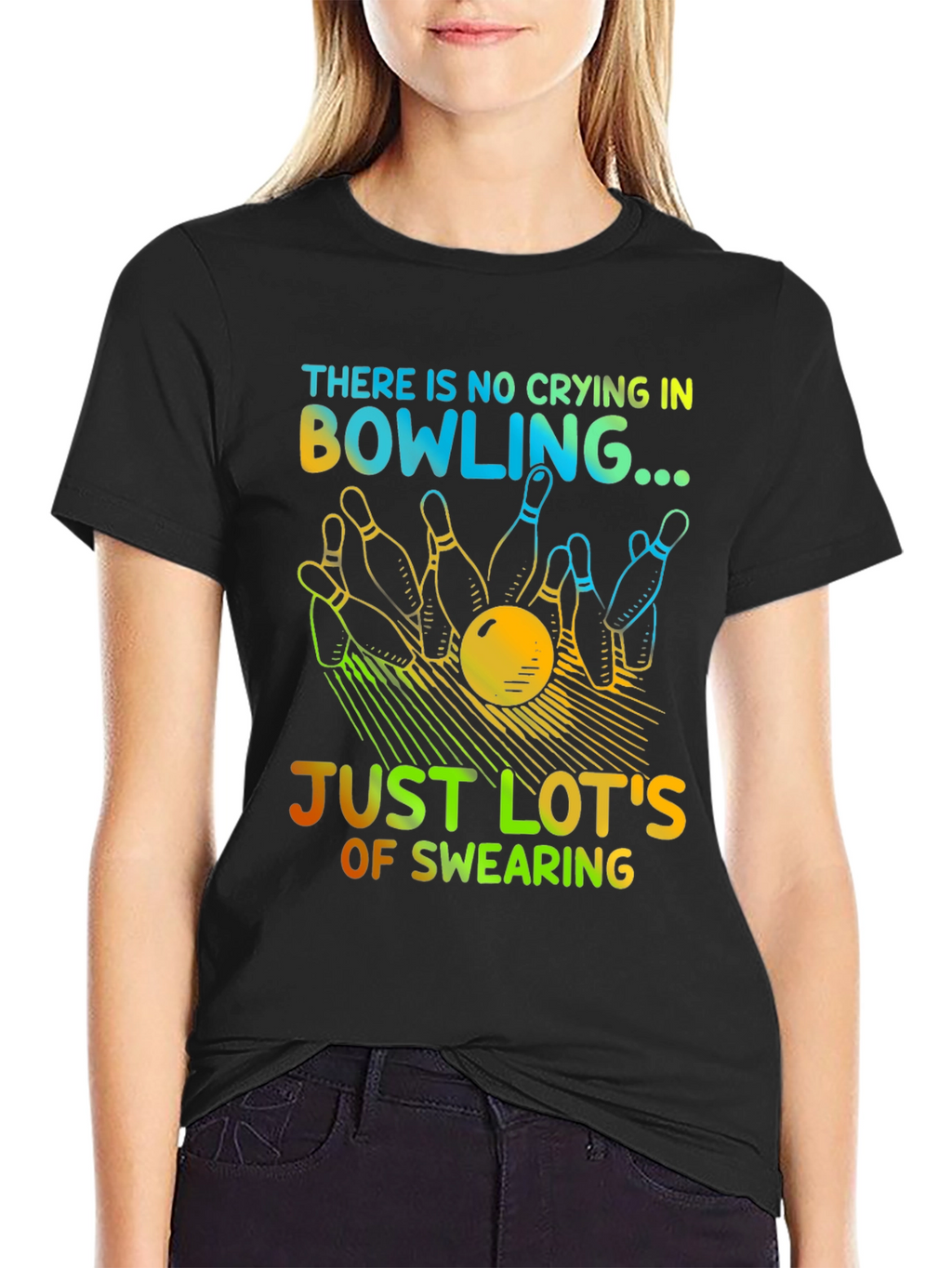Bowling Humor T-Shirt - No Crying Just Swearing!