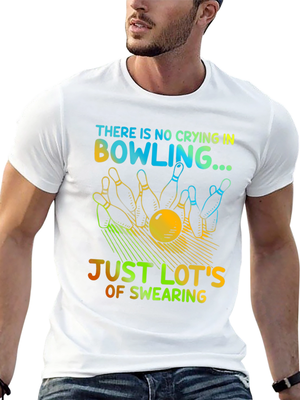 Bowling Humor T-Shirt - No Crying Just Swearing!
