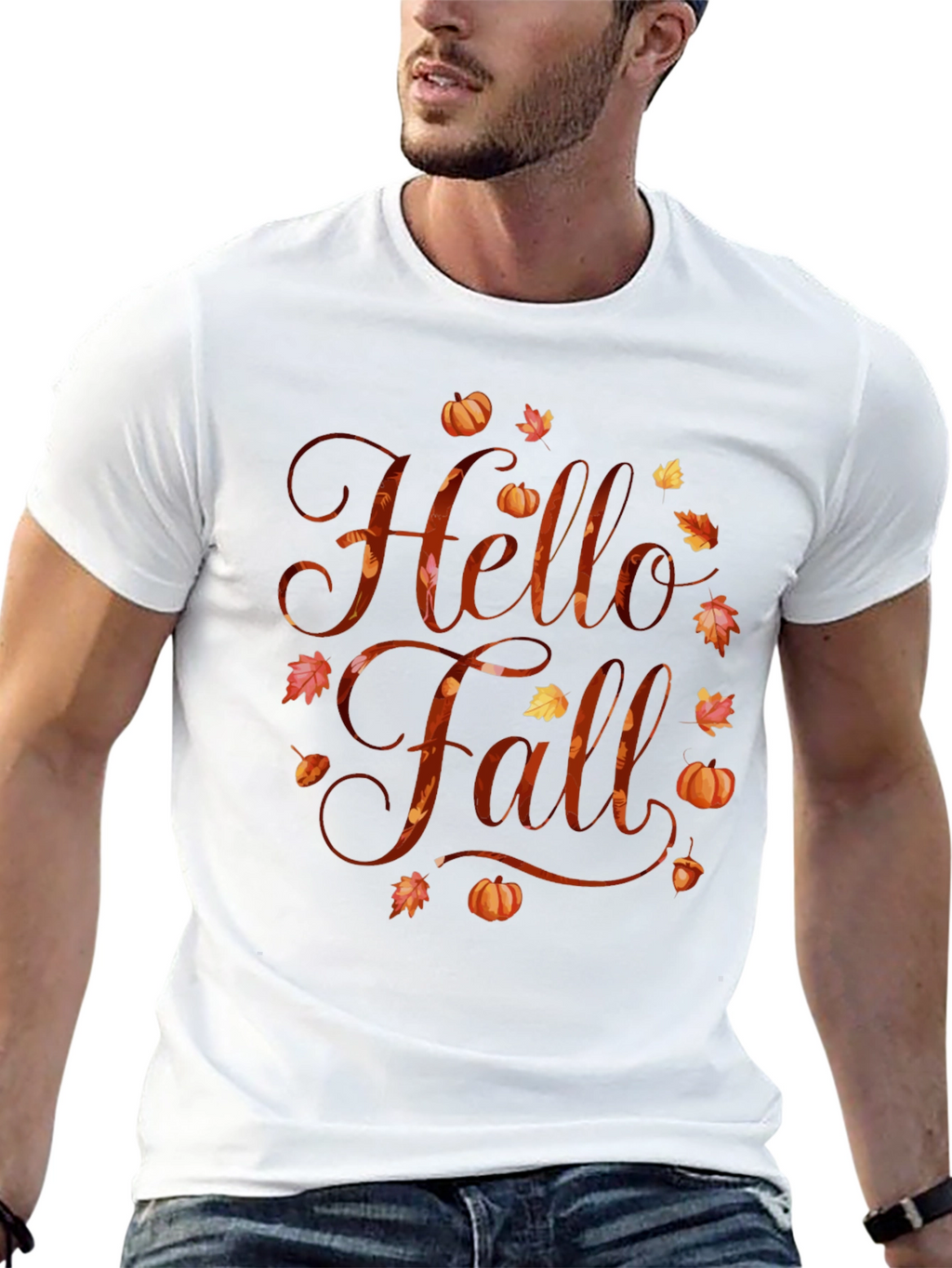 Hello Fall Graphic Tee - Autumn Season Shirt