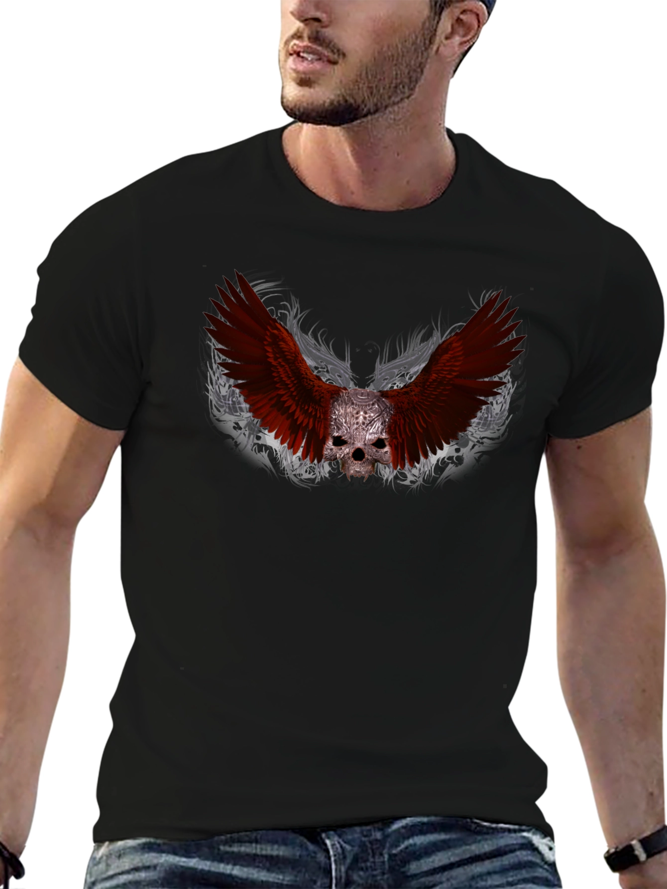 Skull Wings Graphic Tee - Edgy Style