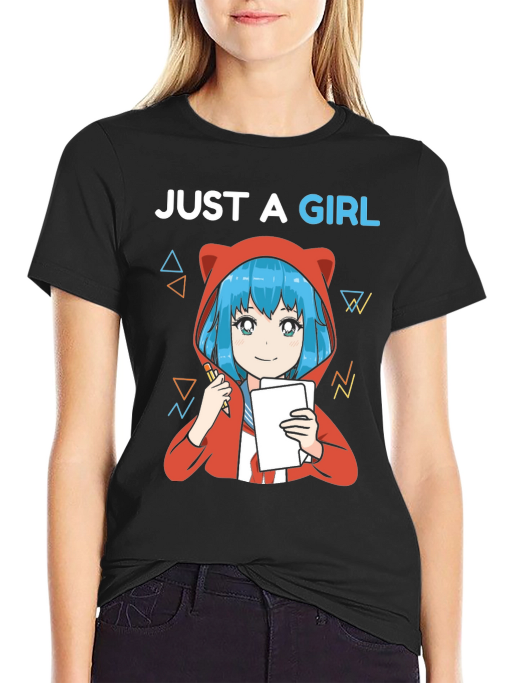 Just A Girl Anime Artist Graphic T-Shirt