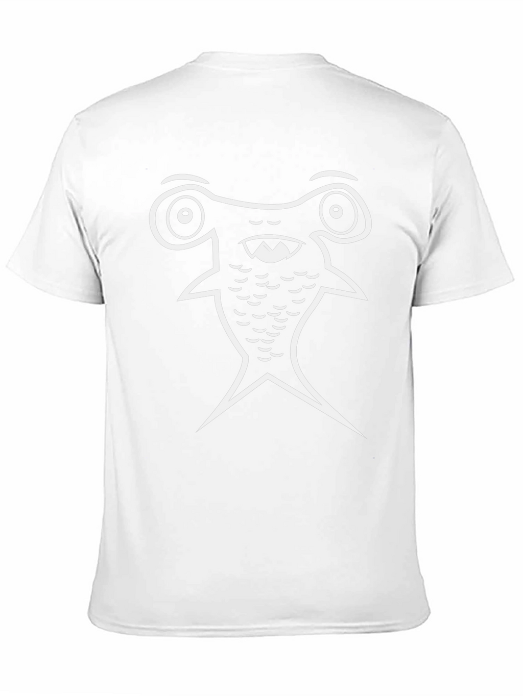 Cartoon Hammerhead Shark Graphic Tee - Black Cotton Blend