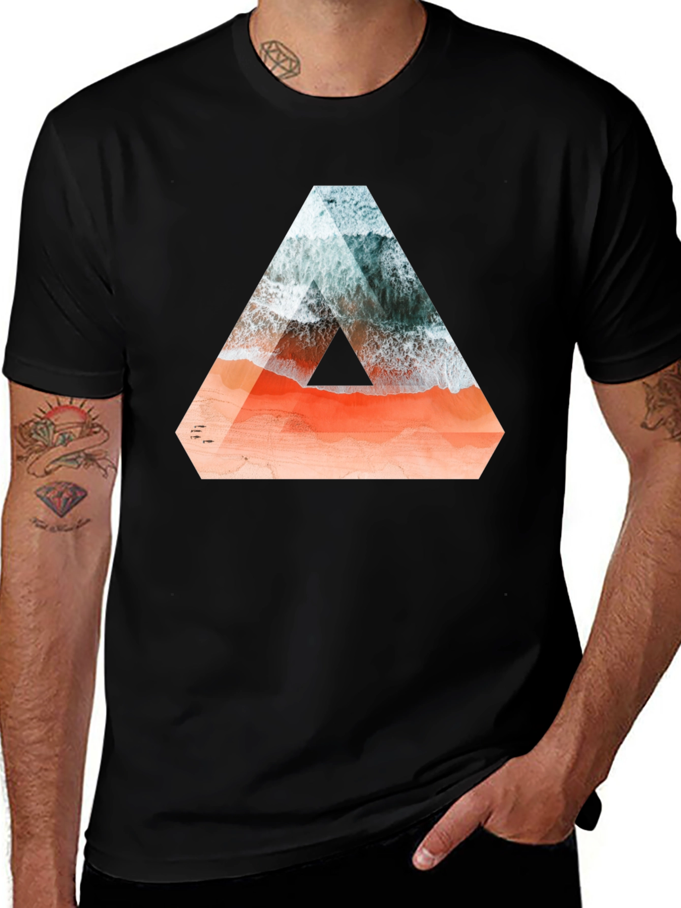 Abstract Triangle Beach Graphic T-Shirt
