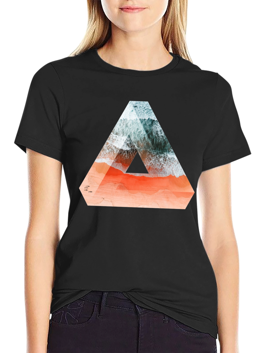 Abstract Triangle Beach Graphic T-Shirt