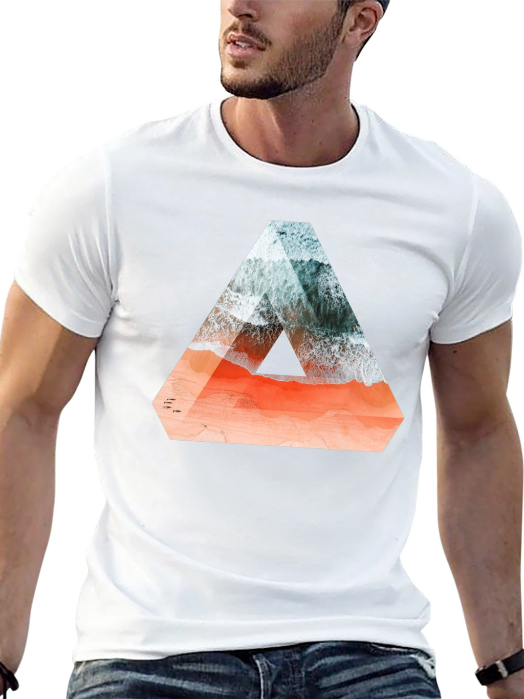 Abstract Triangle Beach Graphic T-Shirt
