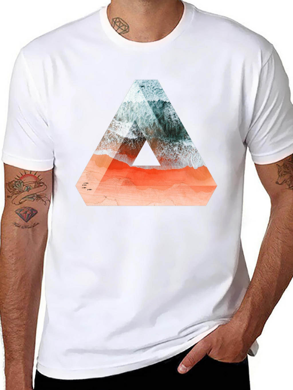 Abstract Triangle Beach Graphic T-Shirt