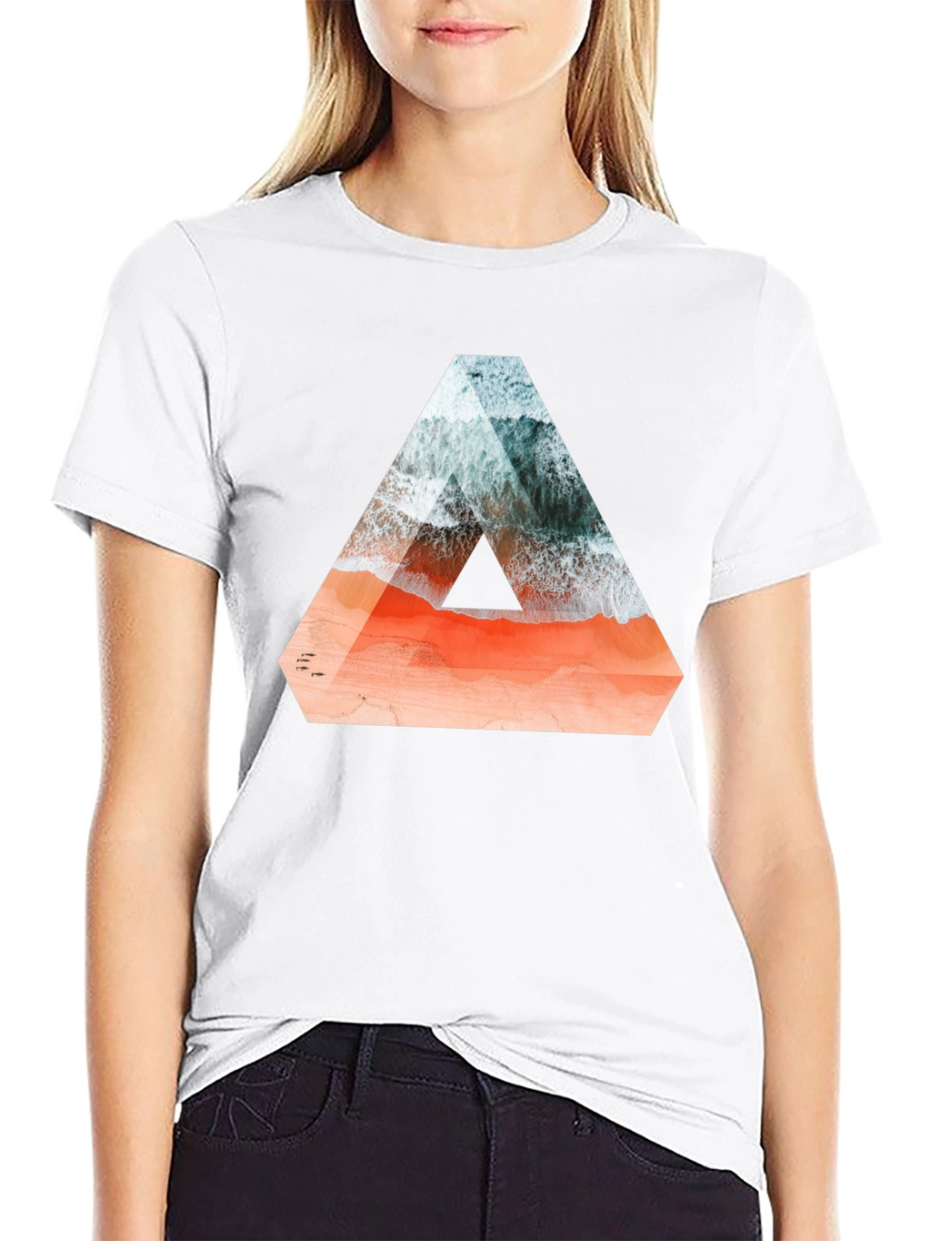 Abstract Triangle Beach Graphic T-Shirt