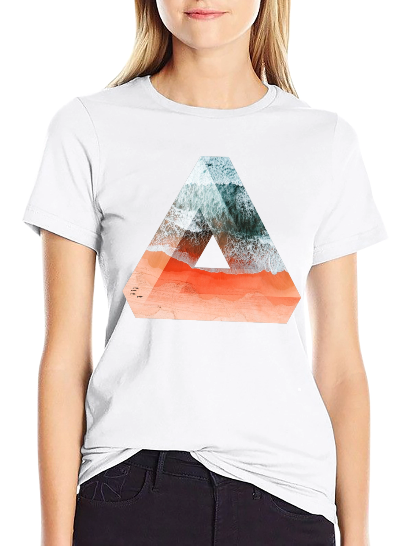 Abstract Triangle Beach Graphic T-Shirt
