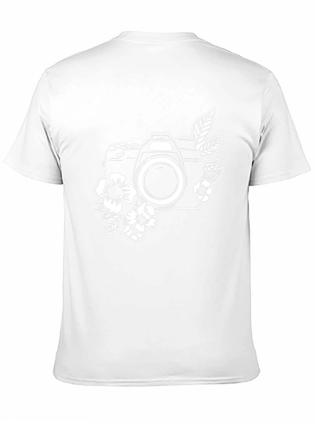 Floral Camera Graphic Tee - Black Cotton Shirt