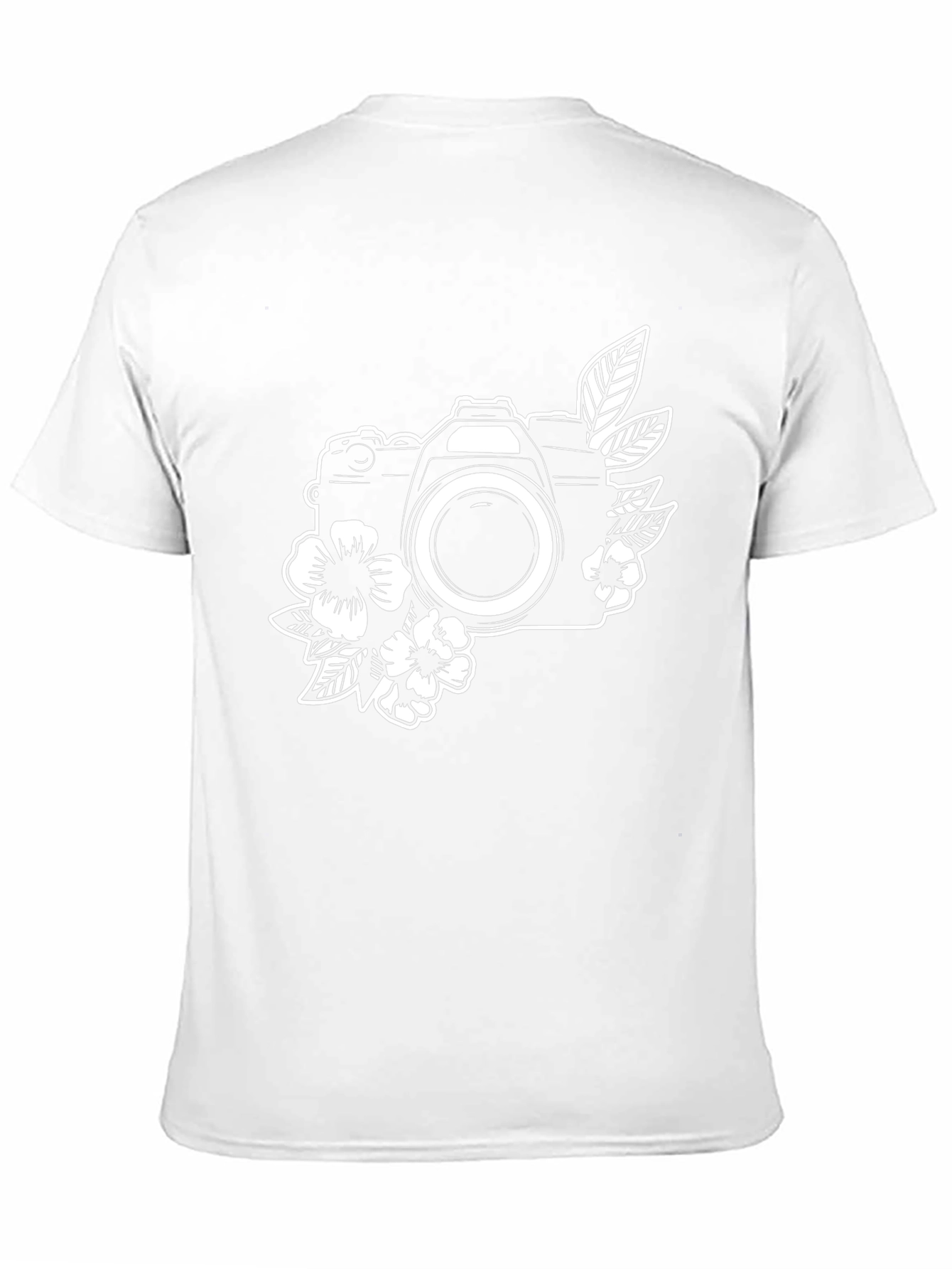 Floral Camera Graphic Tee - Black Cotton Shirt