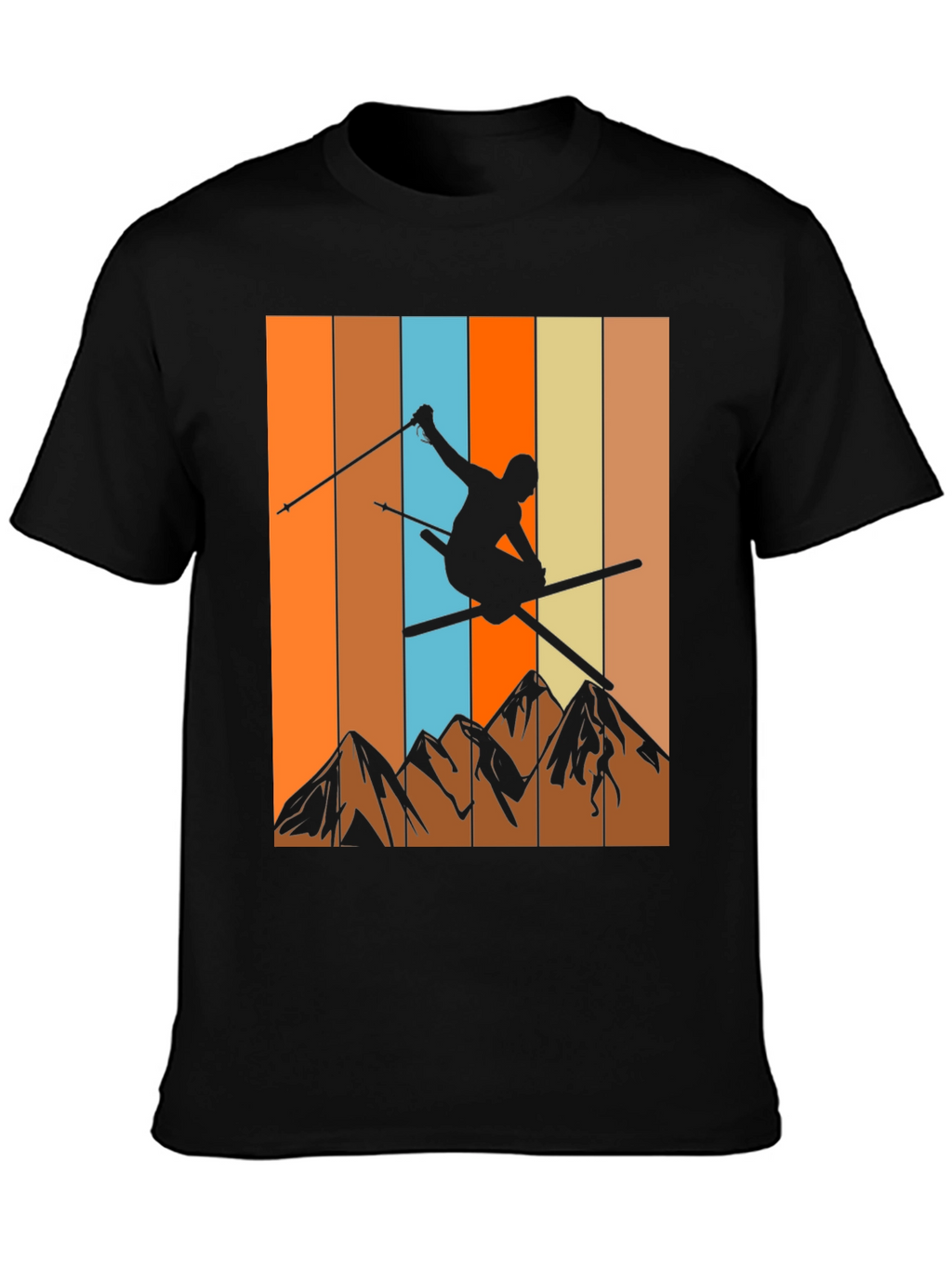 Retro Skiing Graphic T-Shirt - Mountain Design