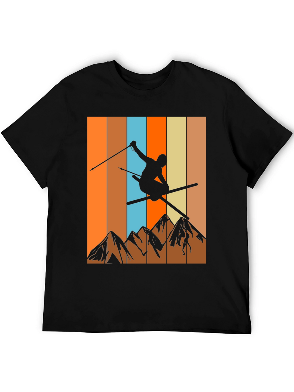 Retro Skiing Graphic T-Shirt - Mountain Design