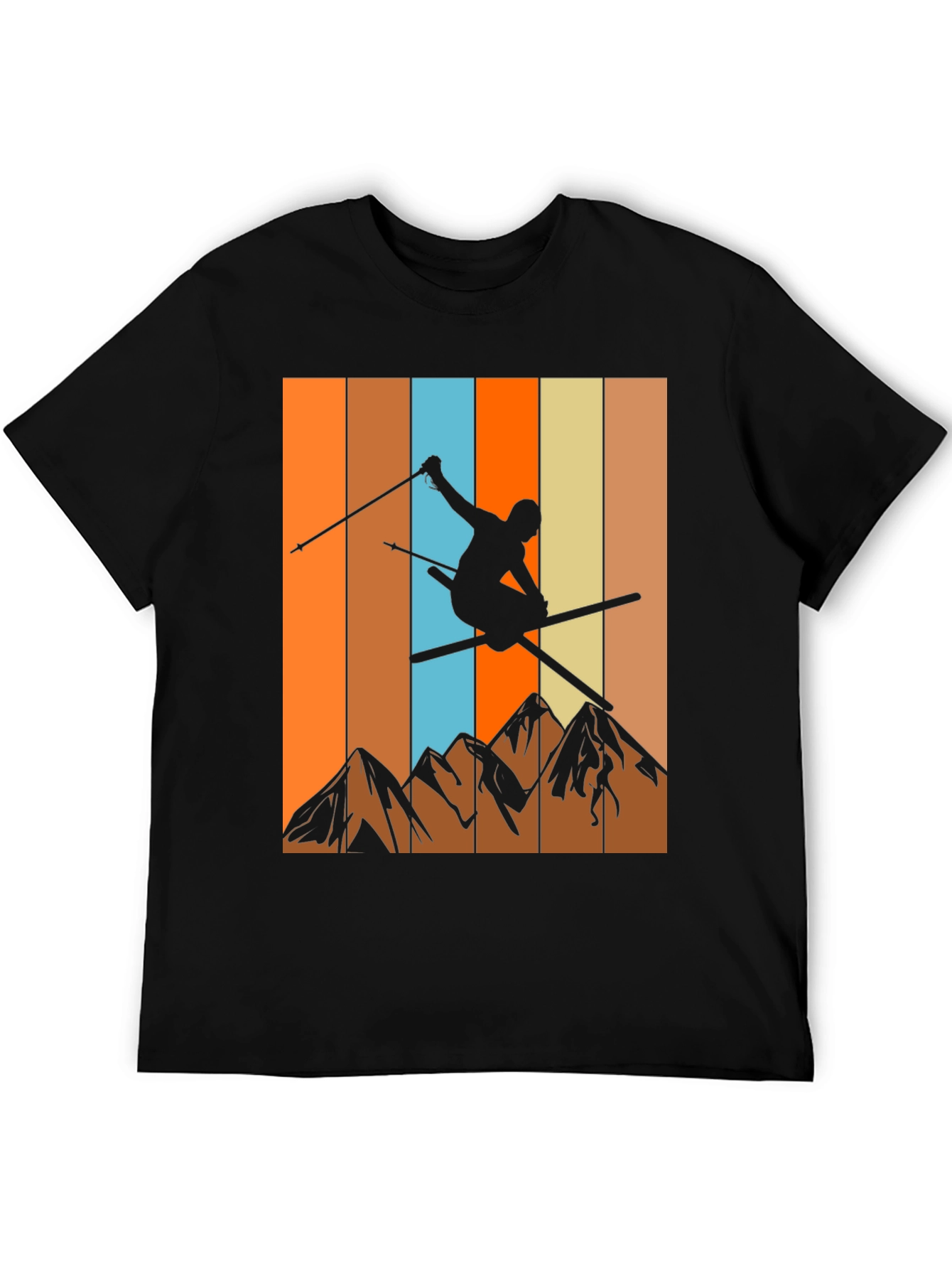 Retro Skiing Graphic T-Shirt - Mountain Design