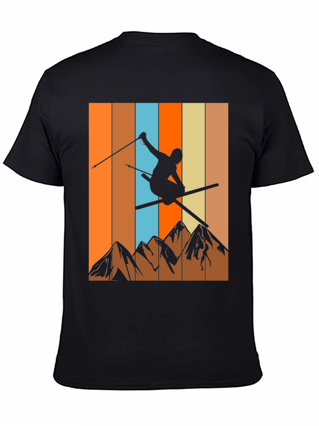 Retro Skiing Graphic T-Shirt - Mountain Design