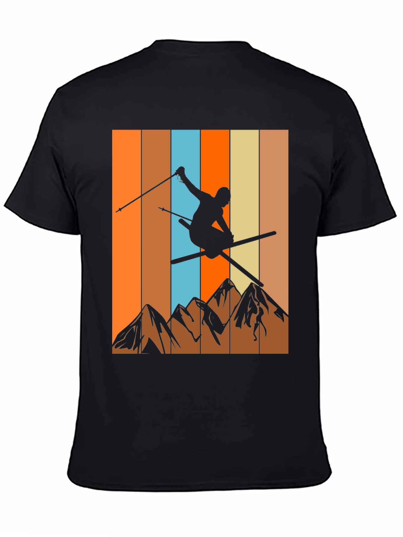 Retro Skiing Graphic T-Shirt - Mountain Design
