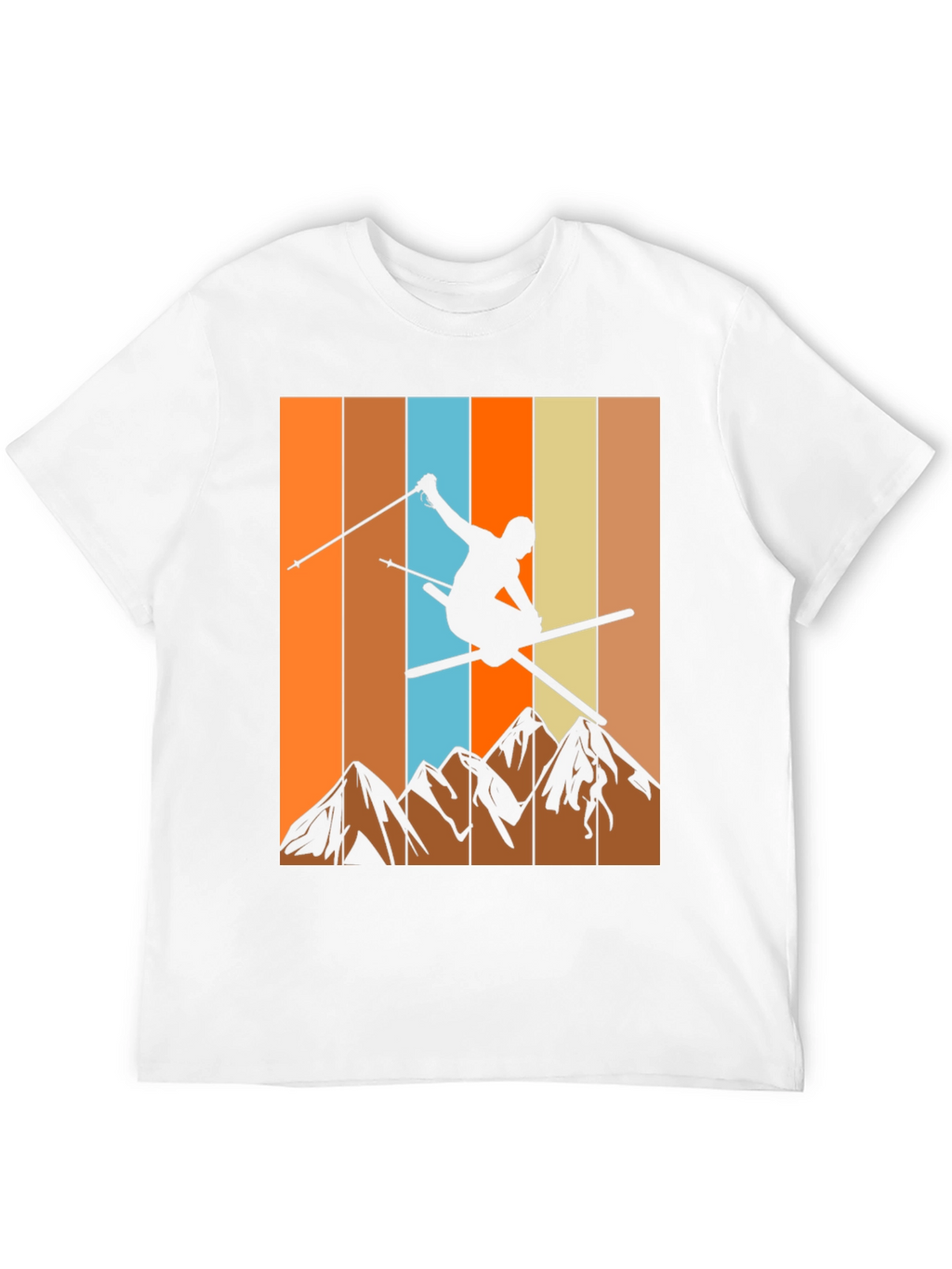 Retro Skiing Graphic T-Shirt - Mountain Design