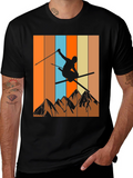 Retro Skiing Graphic T-Shirt - Mountain Design