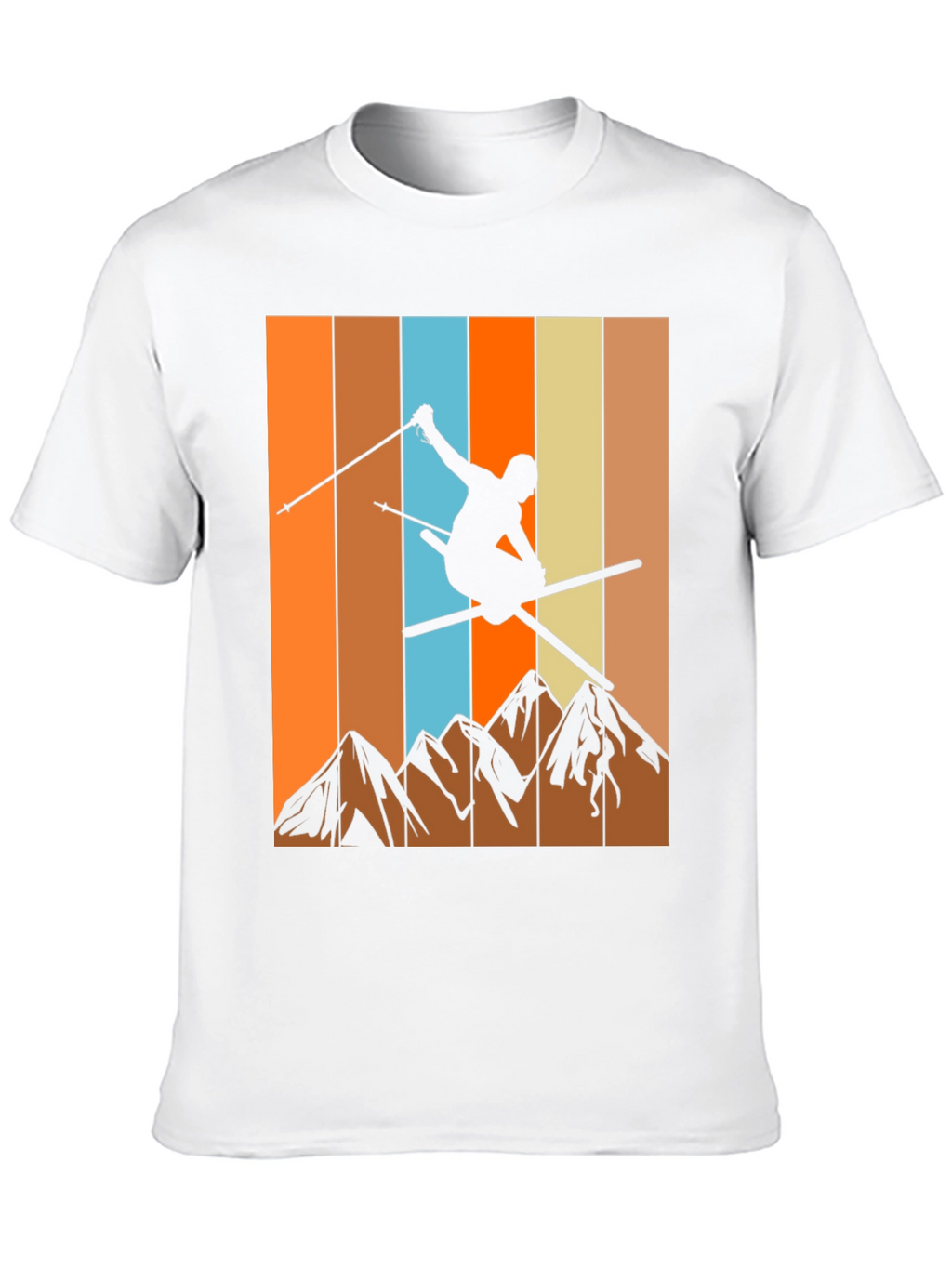 Retro Skiing Graphic T-Shirt - Mountain Design
