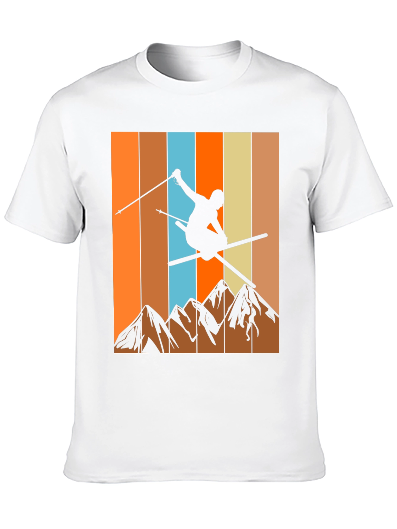 Retro Skiing Graphic T-Shirt - Mountain Design