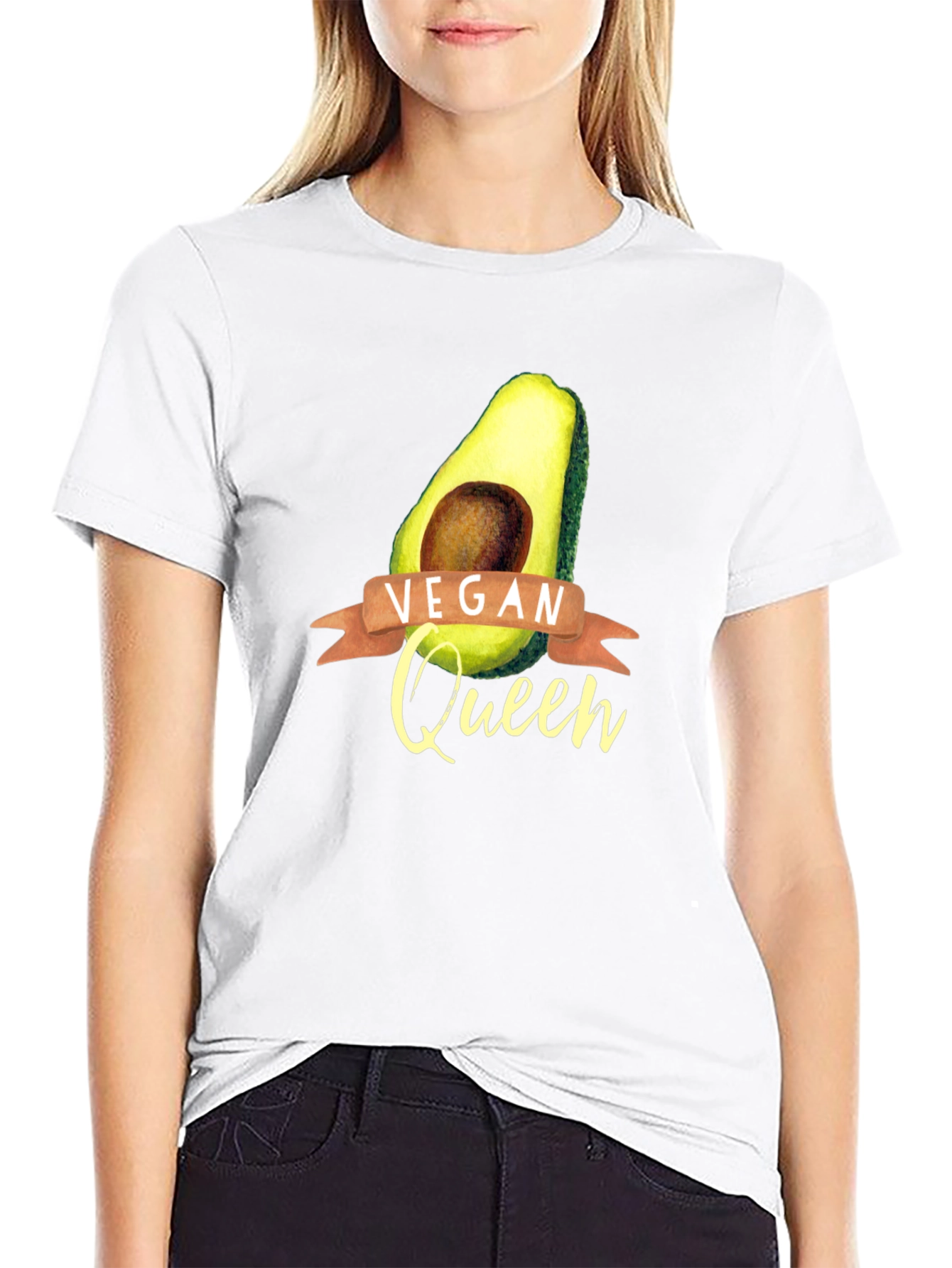 Vegan Queen Avocado Graphic T-Shirt