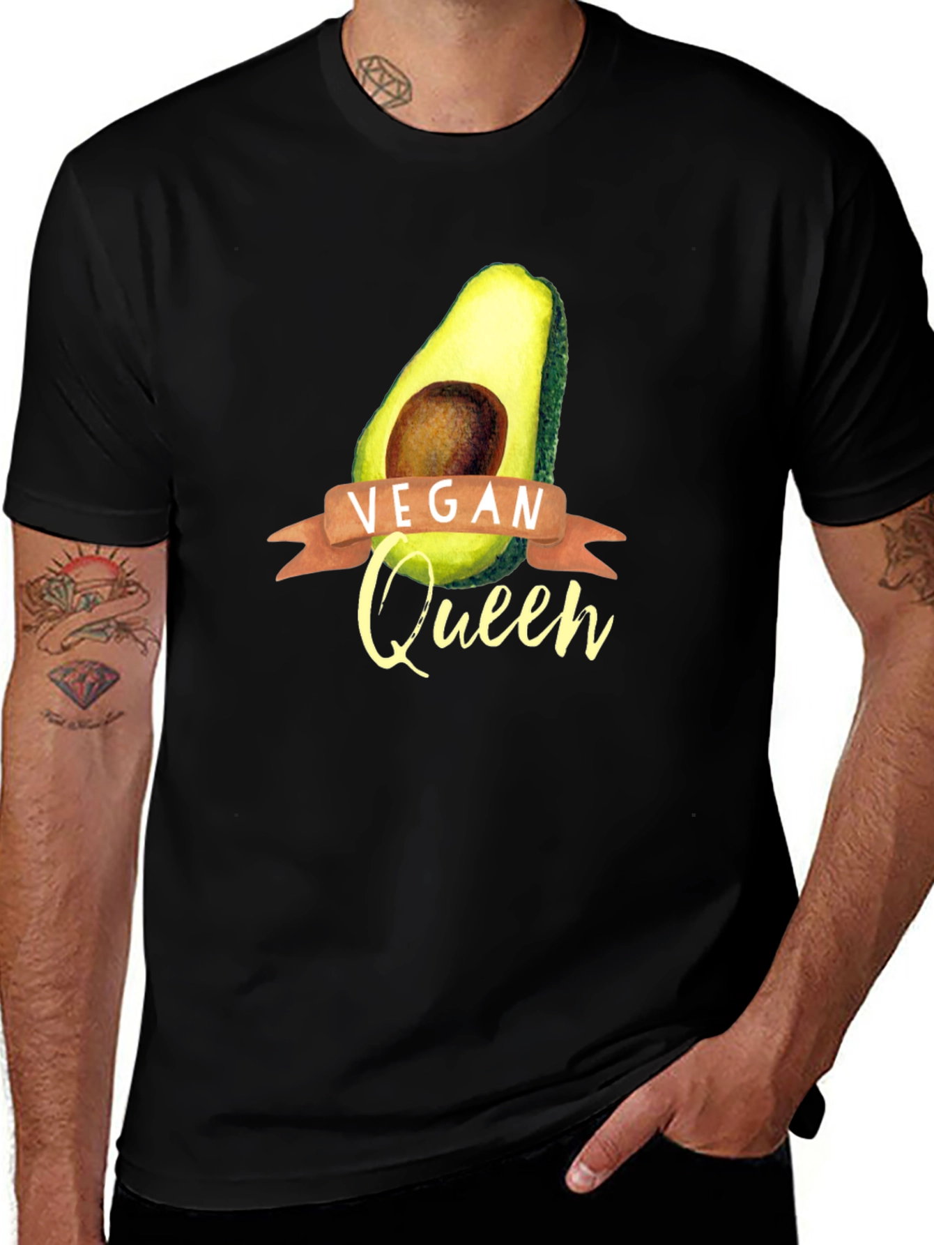 Vegan Queen Avocado Graphic T-Shirt