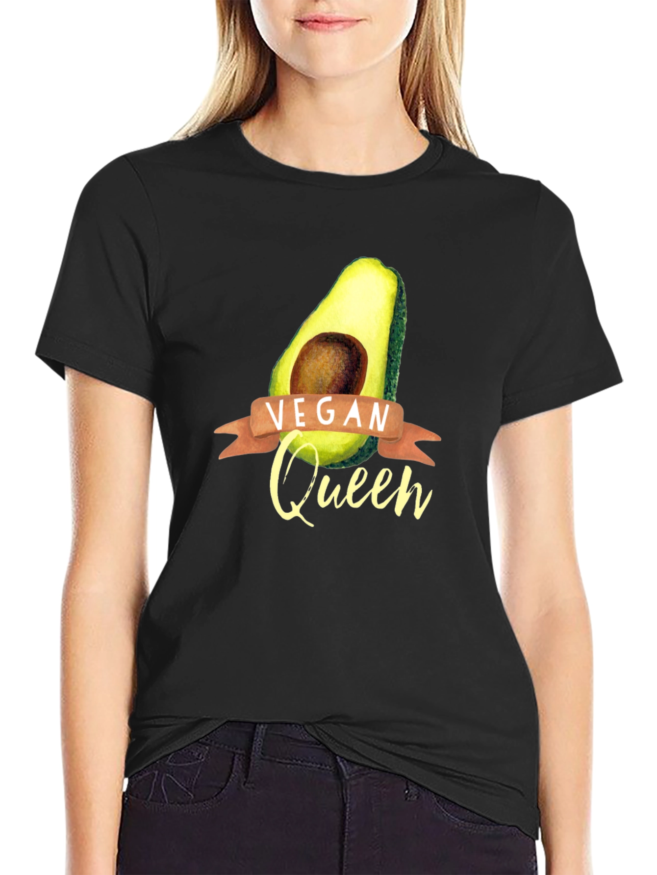 Vegan Queen Avocado Graphic T-Shirt