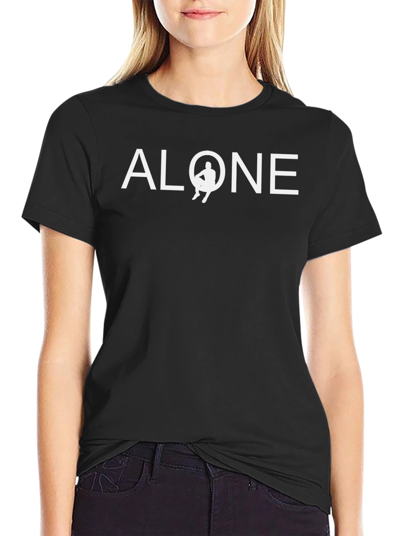 Alone Graphic Tee - Black Cotton T-Shirt