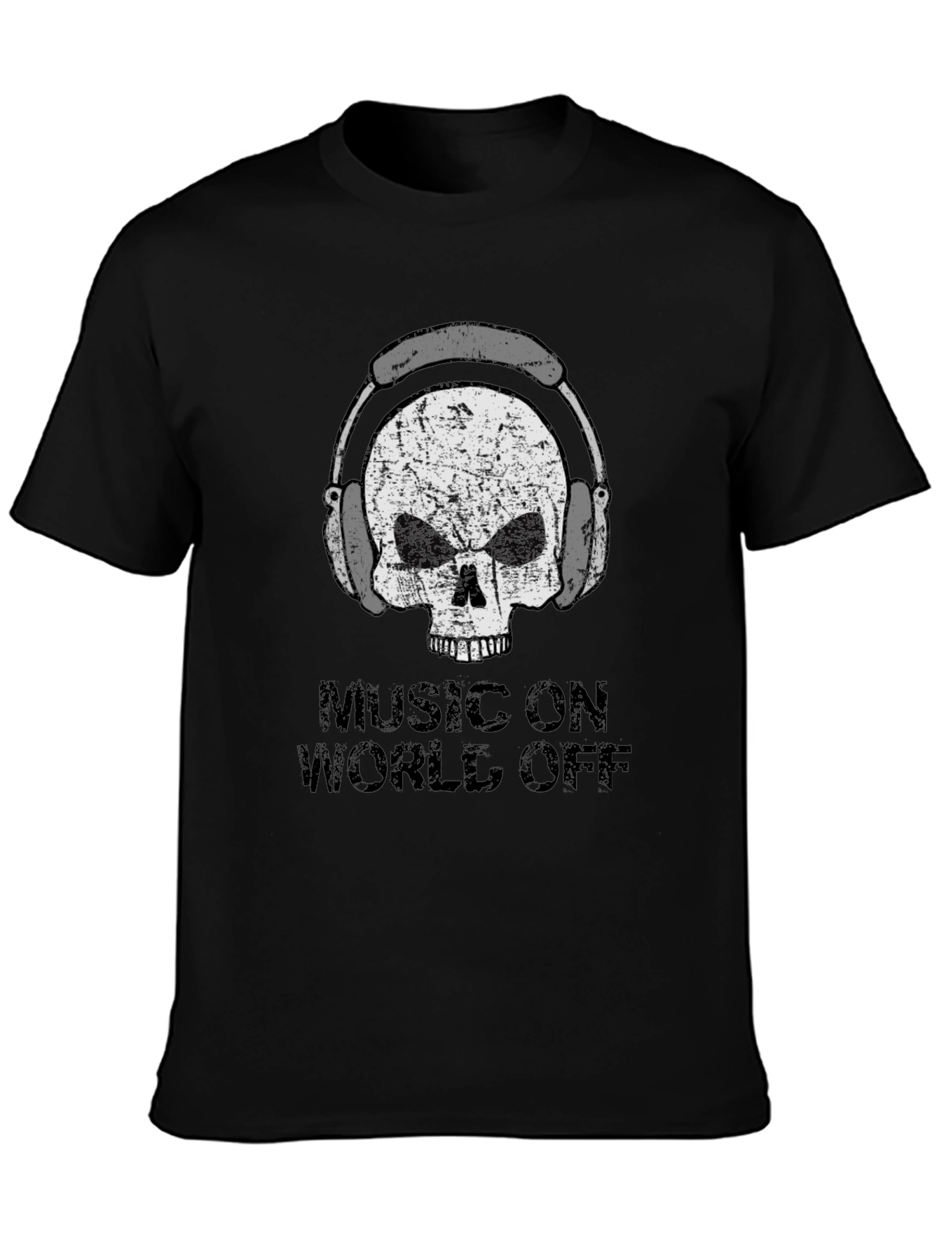 Music On World Off Skull Graphic Tee