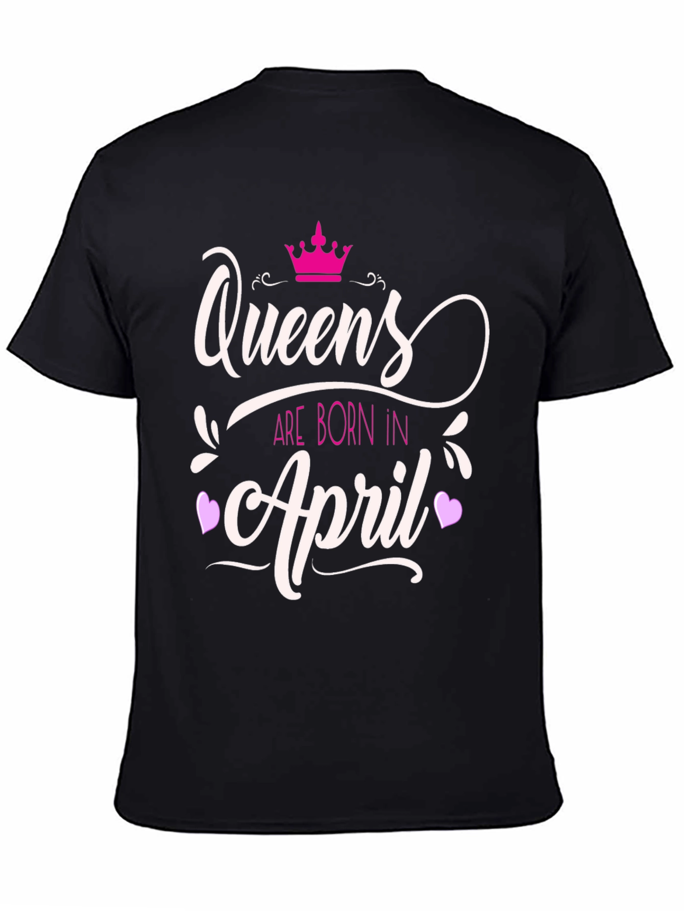 Queens Born in April Graphic Tee - Black