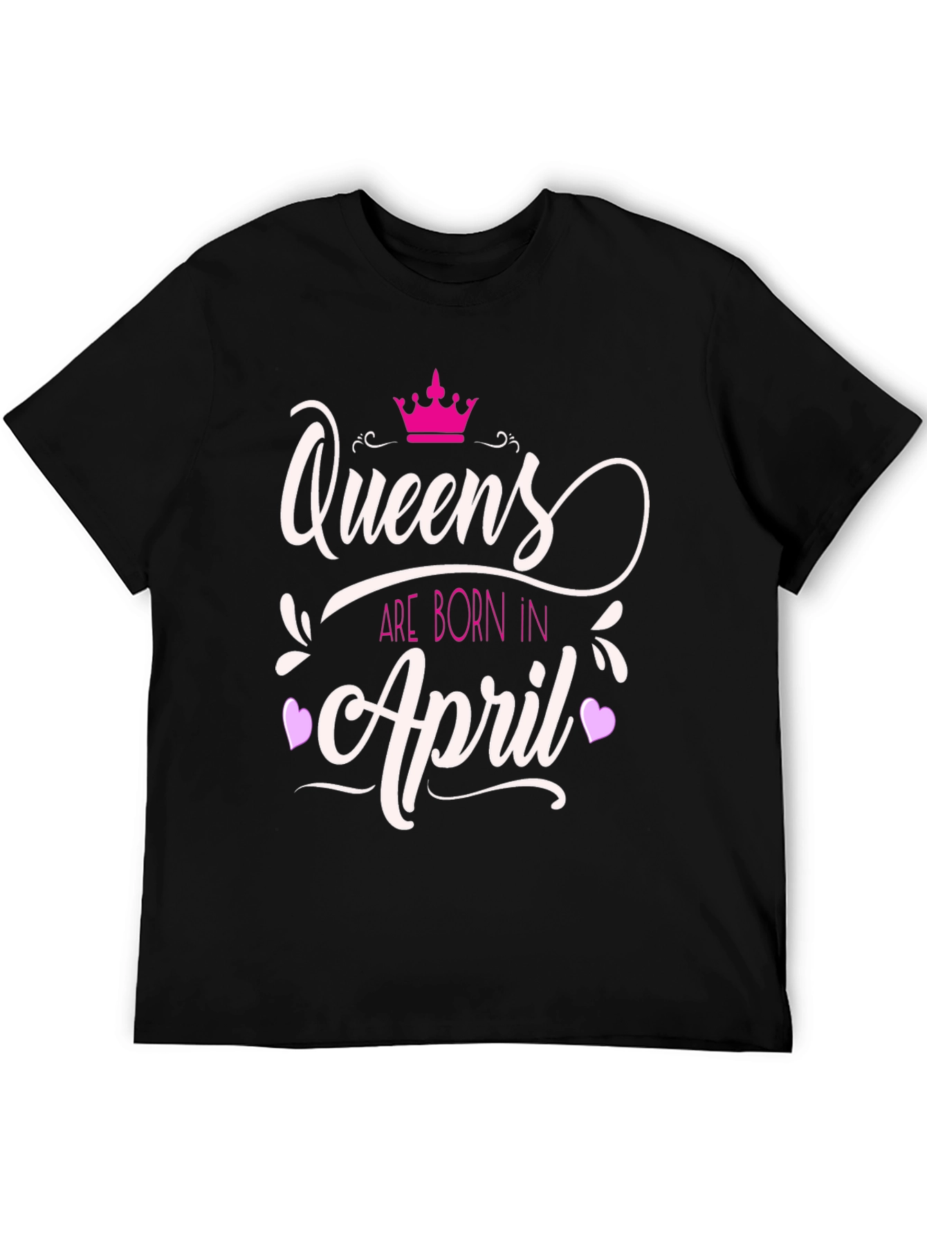 Queens Born in April Graphic Tee - Black