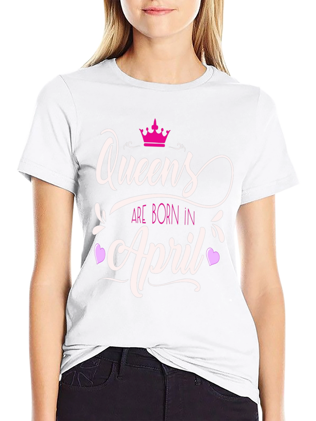 Queens Born in April Graphic Tee - Black