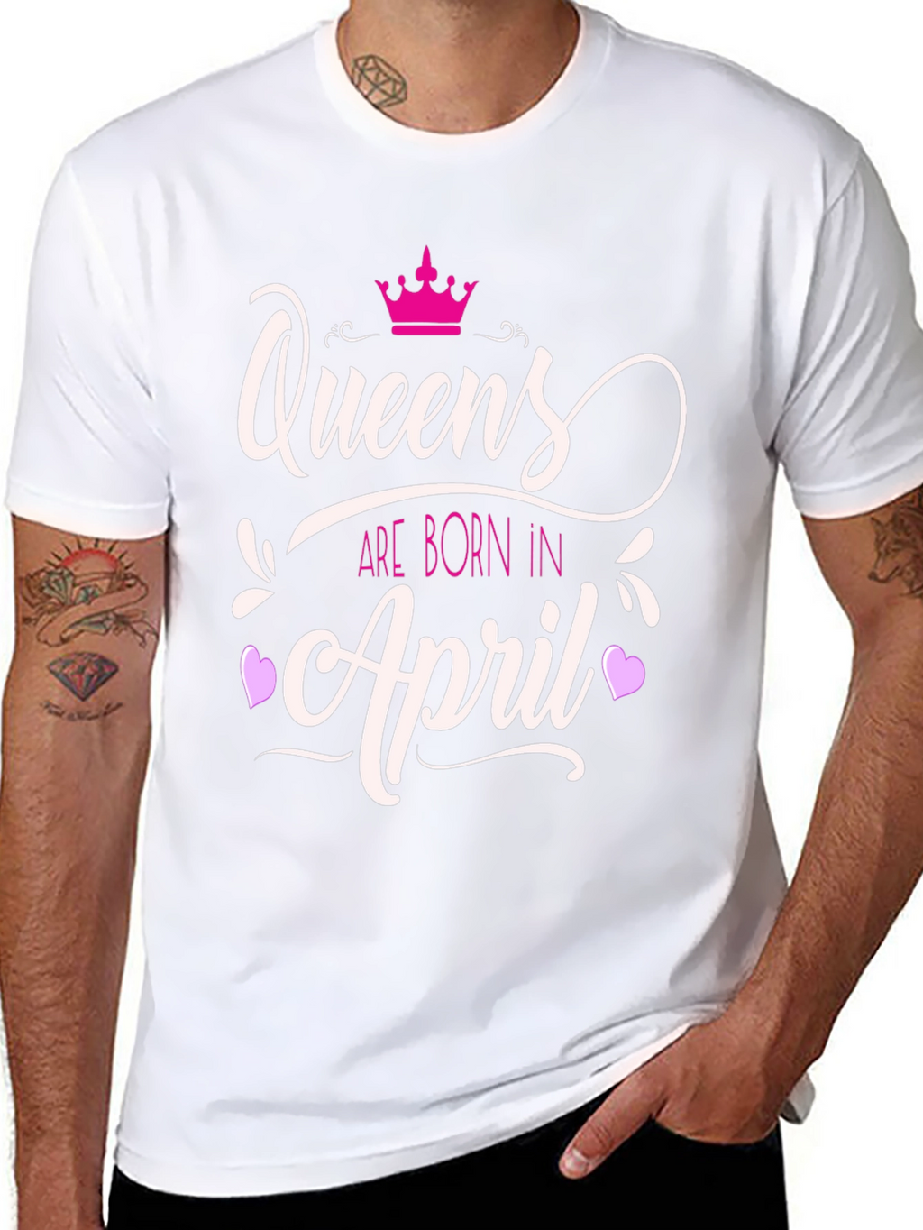 Queens Born in April Graphic Tee - Black