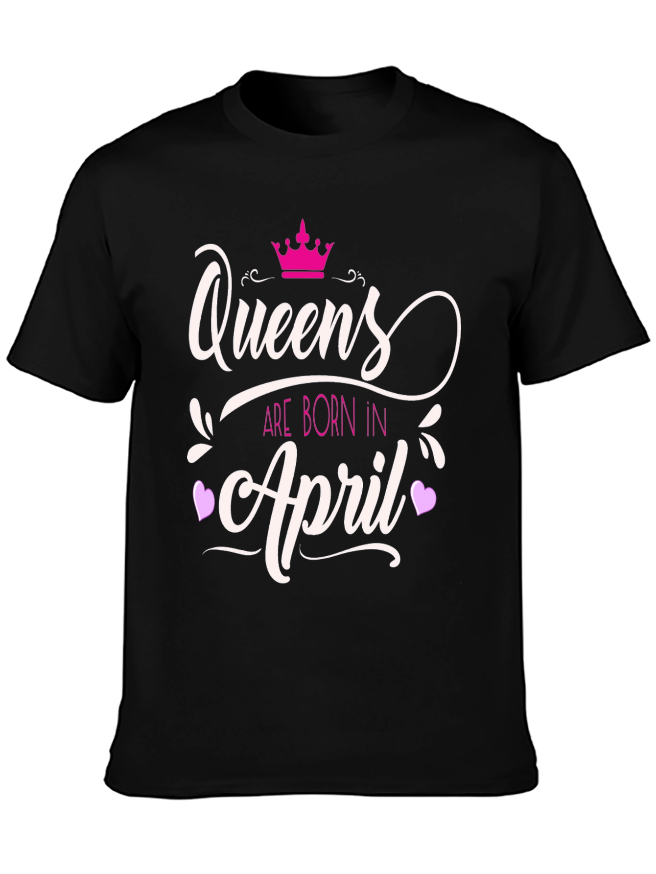 Queens Born in April Graphic Tee - Black