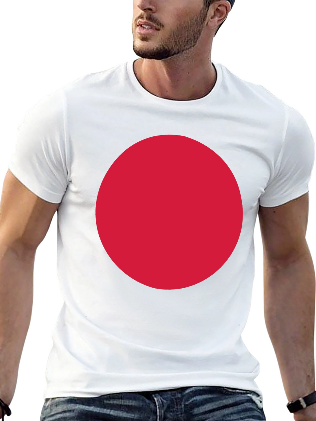 Bold Red Circle Graphic Black T-Shirt