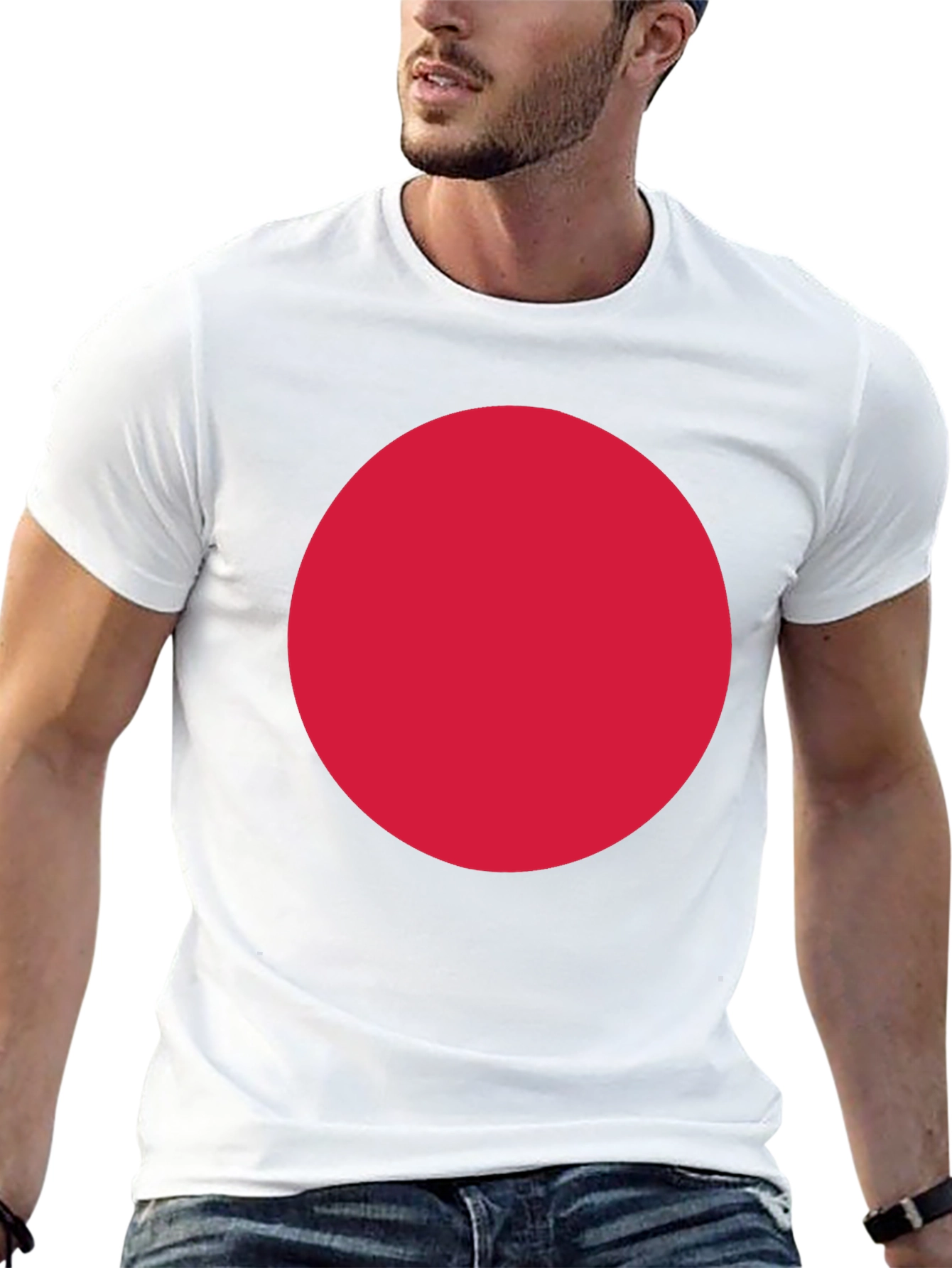 Bold Red Circle Graphic Black T-Shirt