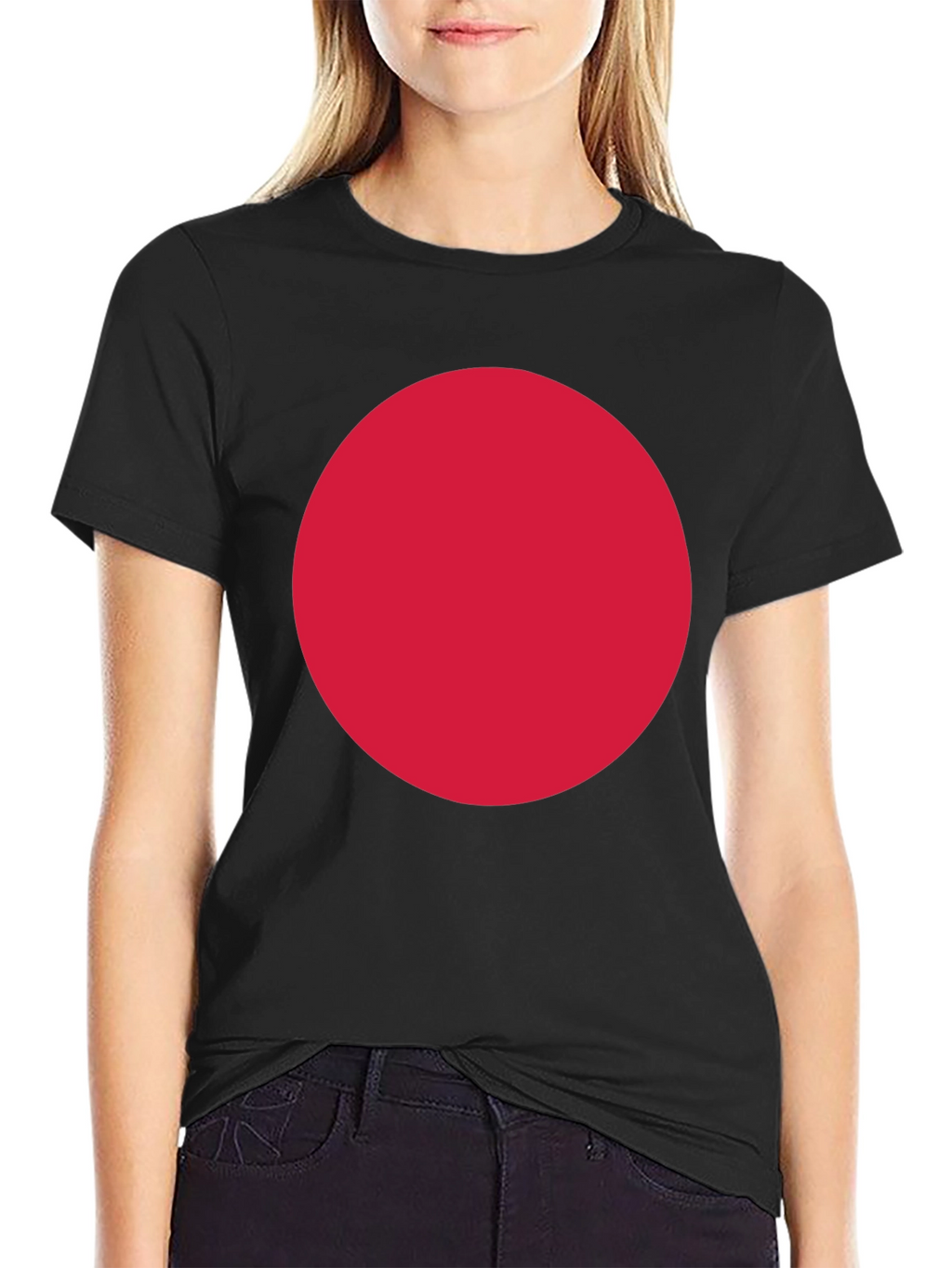 Bold Red Circle Graphic Black T-Shirt