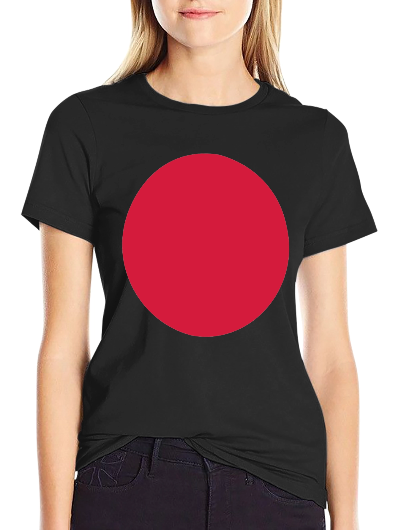 Bold Red Circle Graphic Black T-Shirt