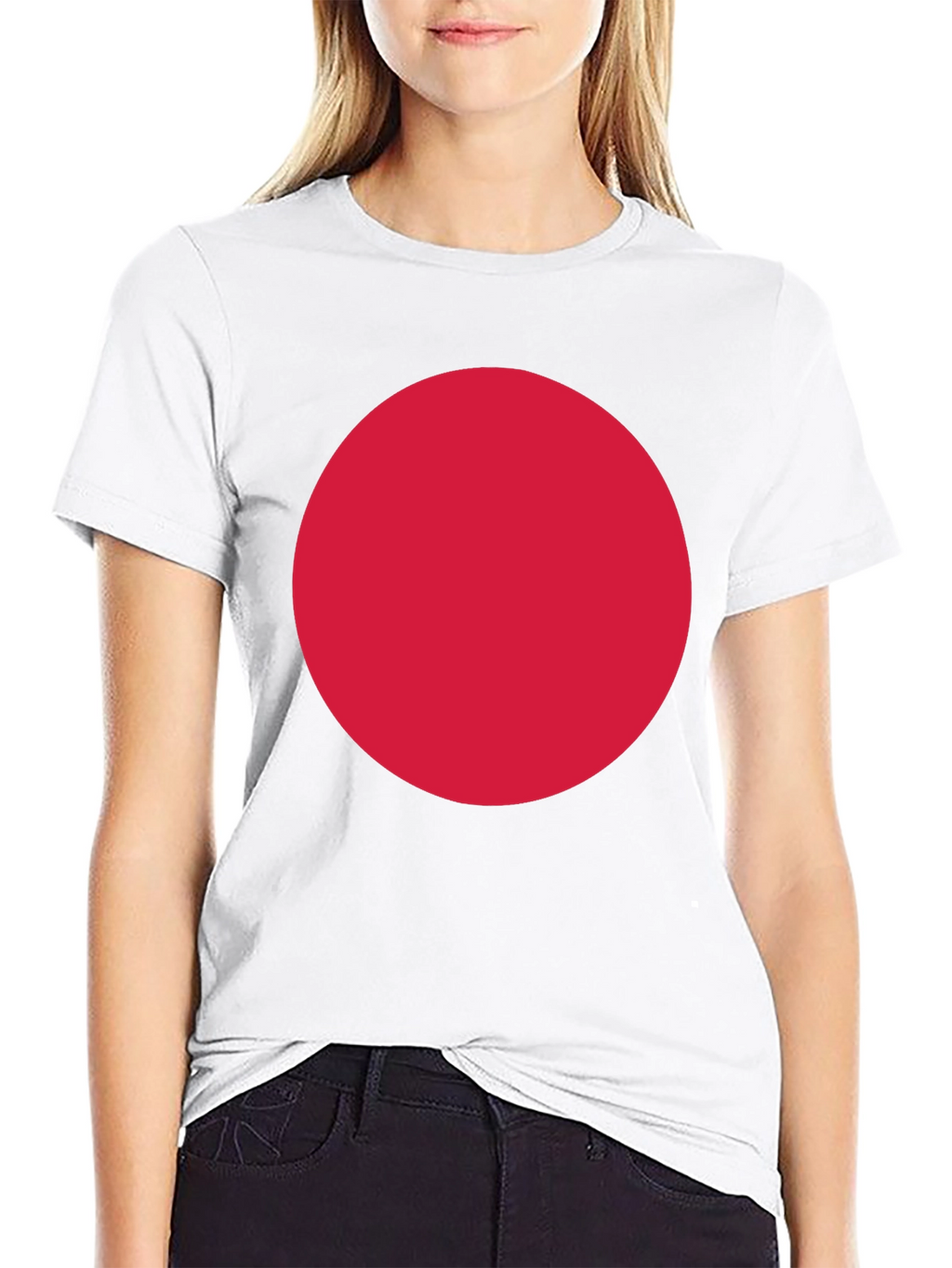 Bold Red Circle Graphic Black T-Shirt