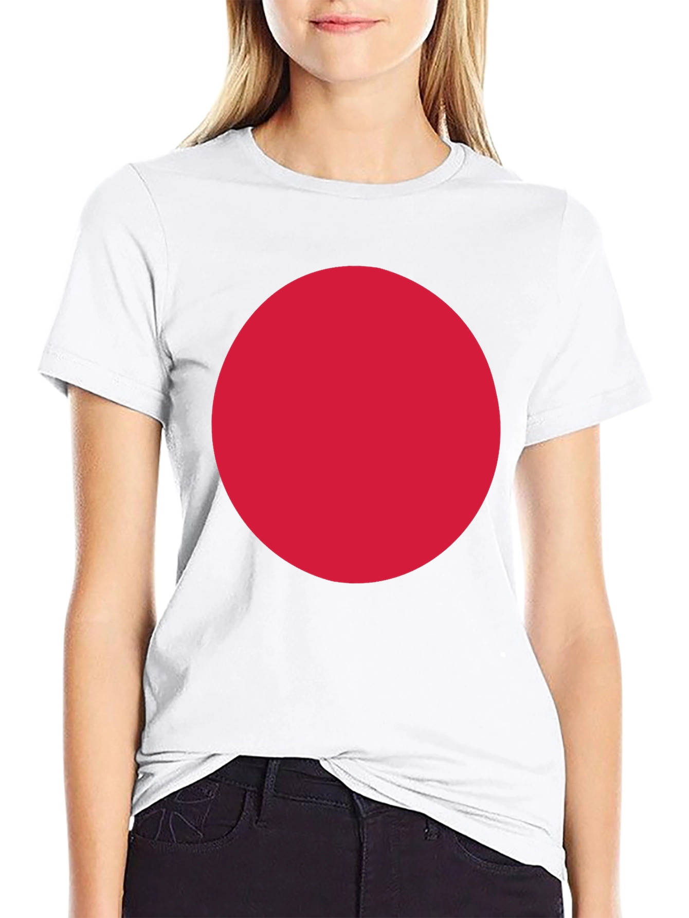 Bold Red Circle Graphic Black T-Shirt