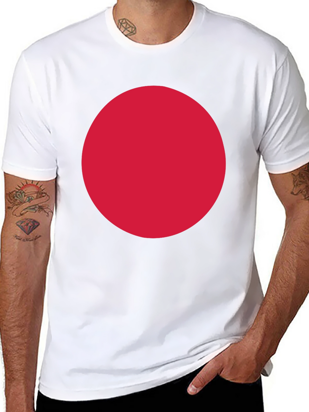 Bold Red Circle Graphic Black T-Shirt