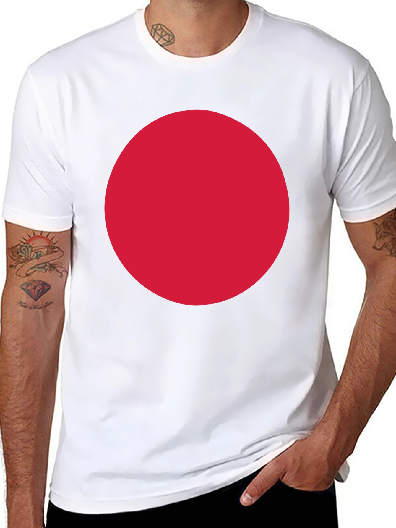 Bold Red Circle Graphic Black T-Shirt