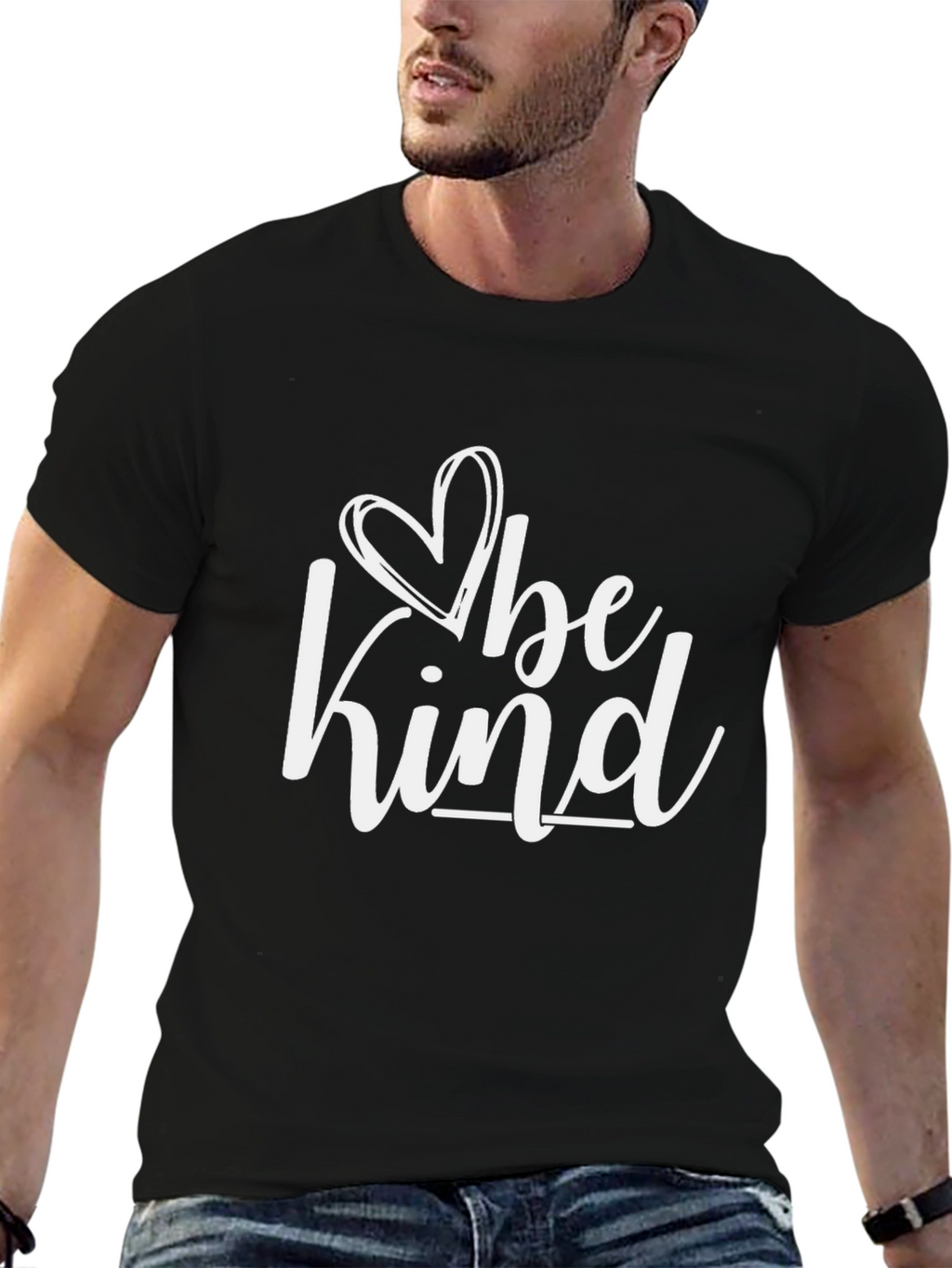 Be Kind Heart Graphic Black Tee