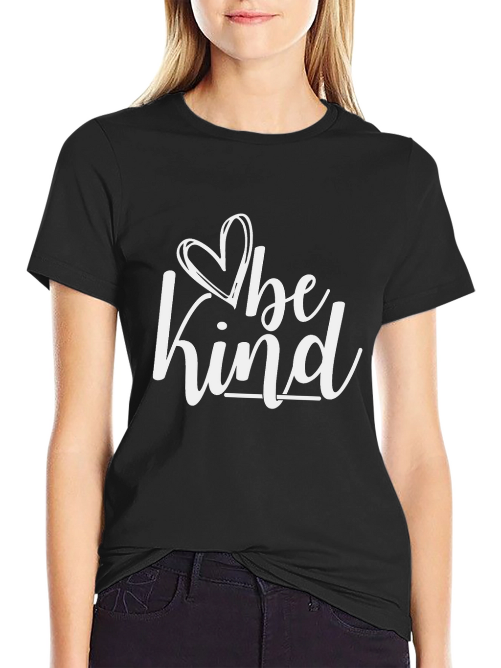 Be Kind Heart Graphic Black Tee