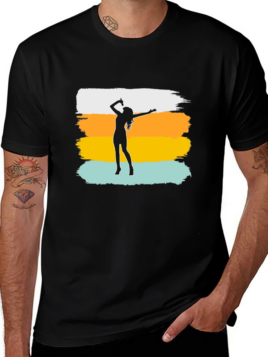 Retro Singer Graphic Tee - Black Cotton Blend
