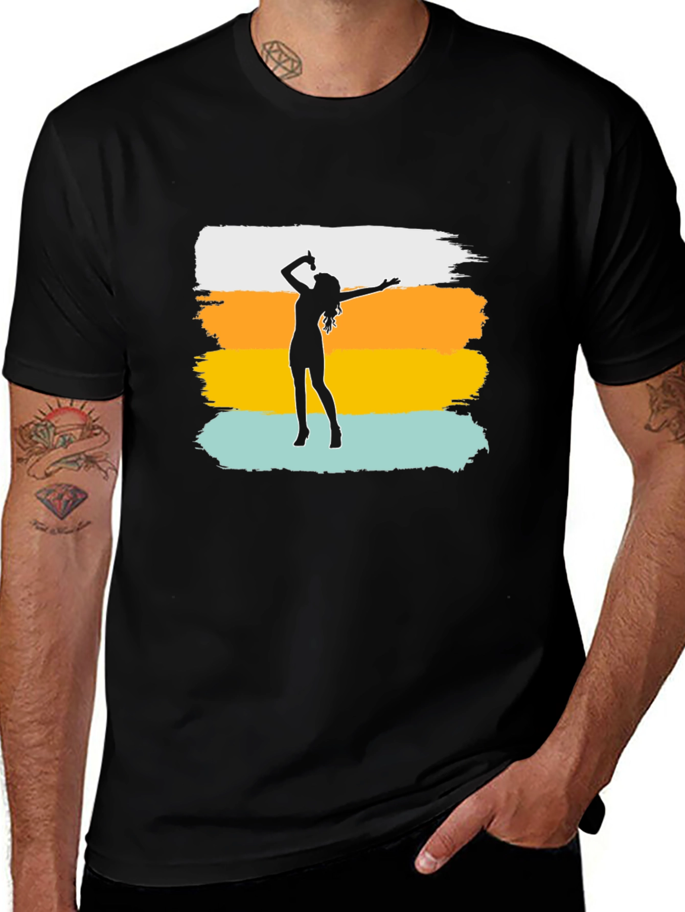 Retro Singer Graphic Tee - Black Cotton Blend