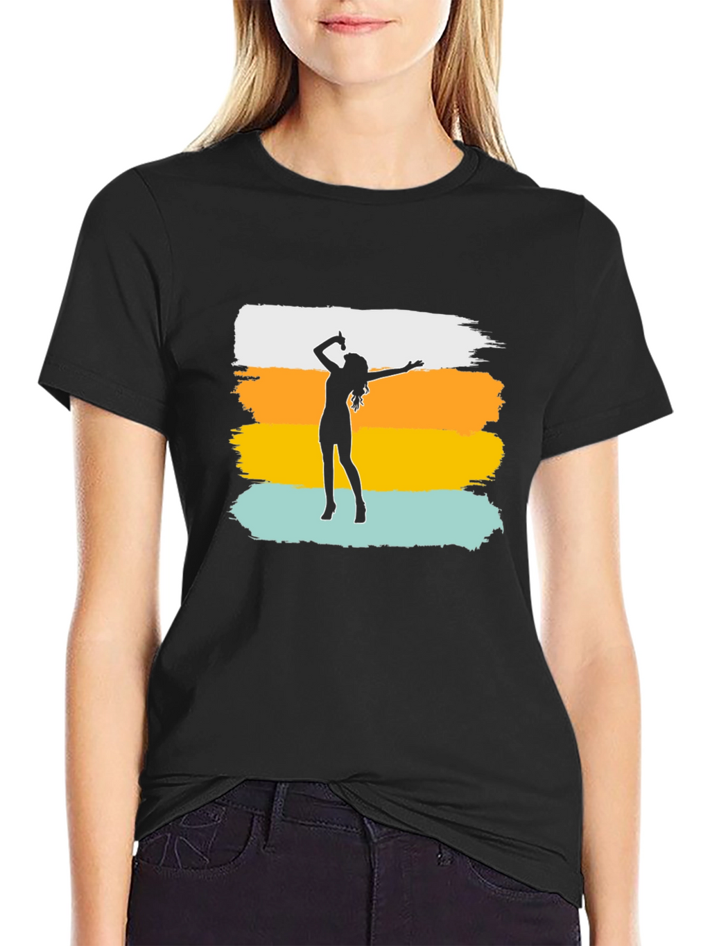 Retro Singer Graphic Tee - Black Cotton Blend