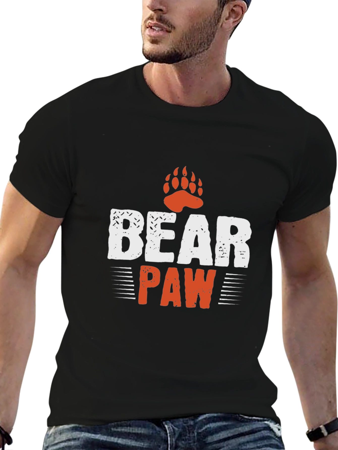 Mens Bear Paw Graphic T-Shirt - Black