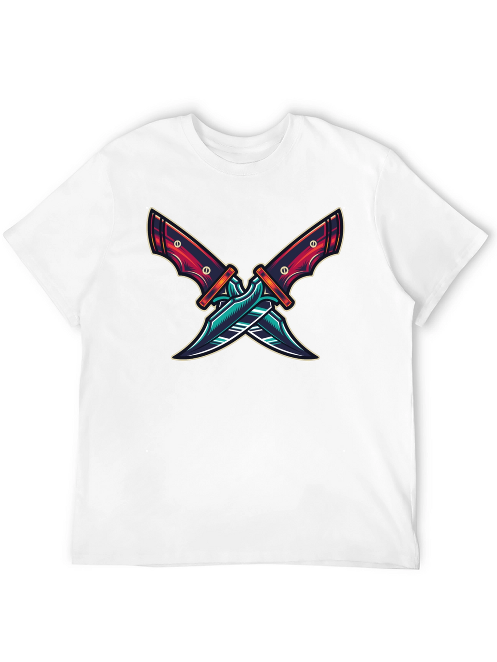 Crossed Blades Graphic T-Shirt - Edgy Design