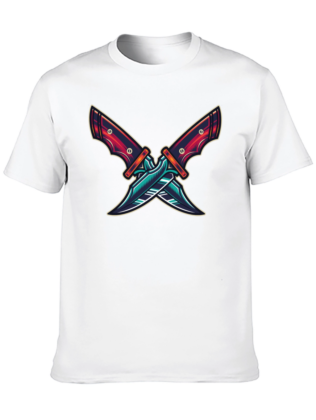 Crossed Blades Graphic T-Shirt - Edgy Design